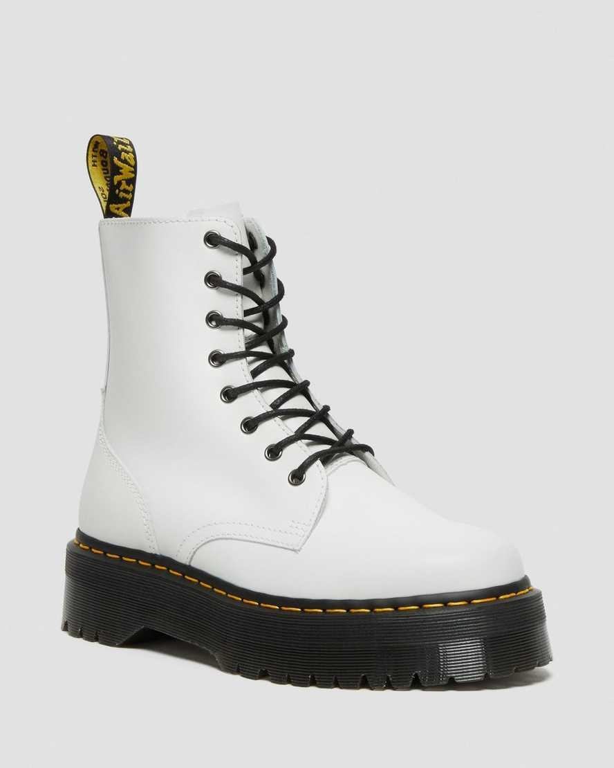 Women\'s Dr Martens Jadon Smooth Leather Lace Up Boots White Polished Smooth | 183YBTNCU