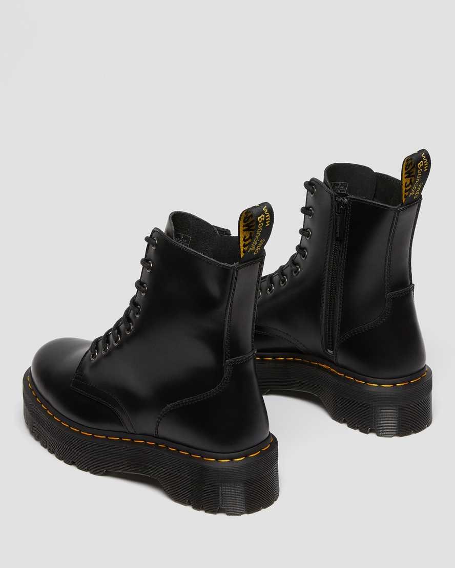 Women's Dr Martens Jadon Smooth Leather Ankle Boots Black Polished Smooth | 516OSWCVJ