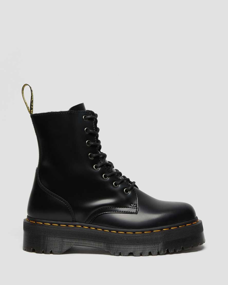 Women's Dr Martens Jadon Smooth Leather Ankle Boots Black Polished Smooth | 516OSWCVJ