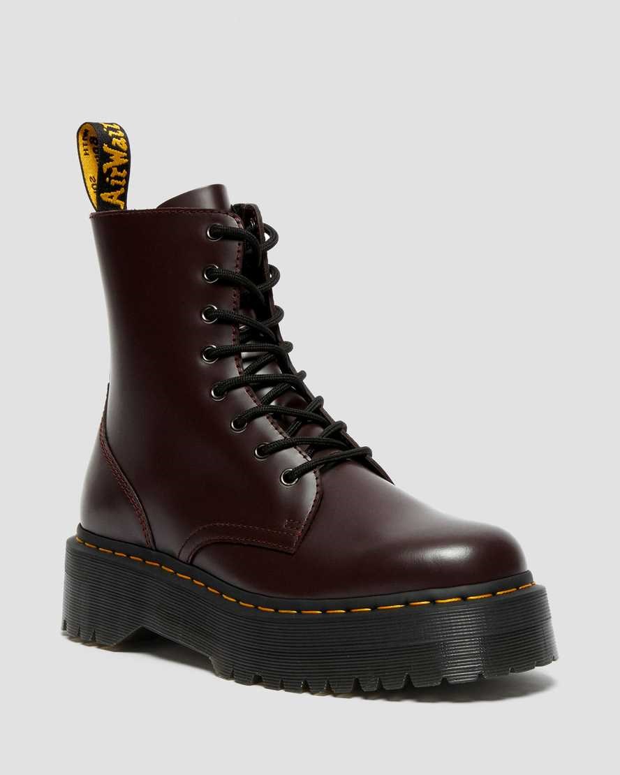 Women\'s Dr Martens Jadon Smooth Leather Lace Up Boots Burgundy Smooth Leather | 849LGCMFW