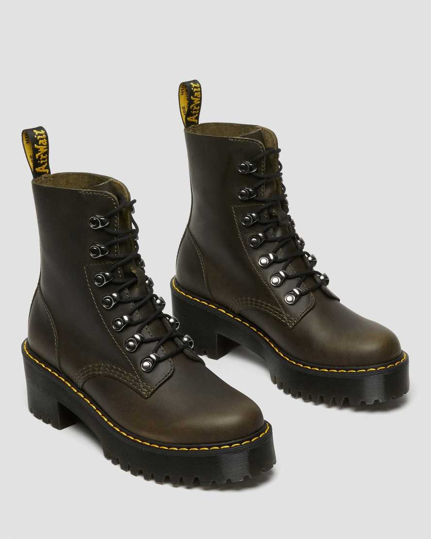 Women's Dr Martens Leona Leather Ankle Boots Brown Orleans | 627DULVPI