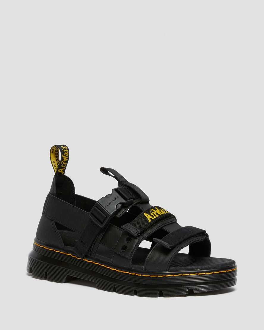 Women's Dr Martens Pearson Webbing Sandals Black Element | 520LXRGJZ