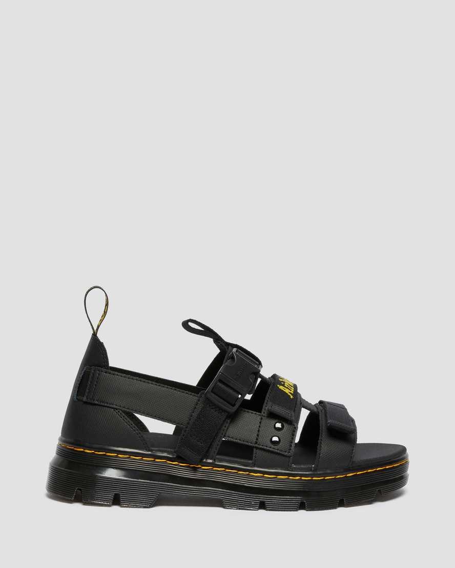 Women's Dr Martens Pearson Webbing Sandals Black Element | 520LXRGJZ