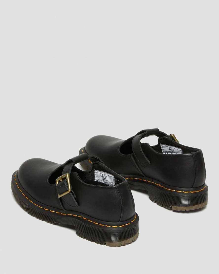 Women's Dr Martens Polley Slip Resistant Mary Jane Shoes Black Industrial Full Grain | 608RONSUY