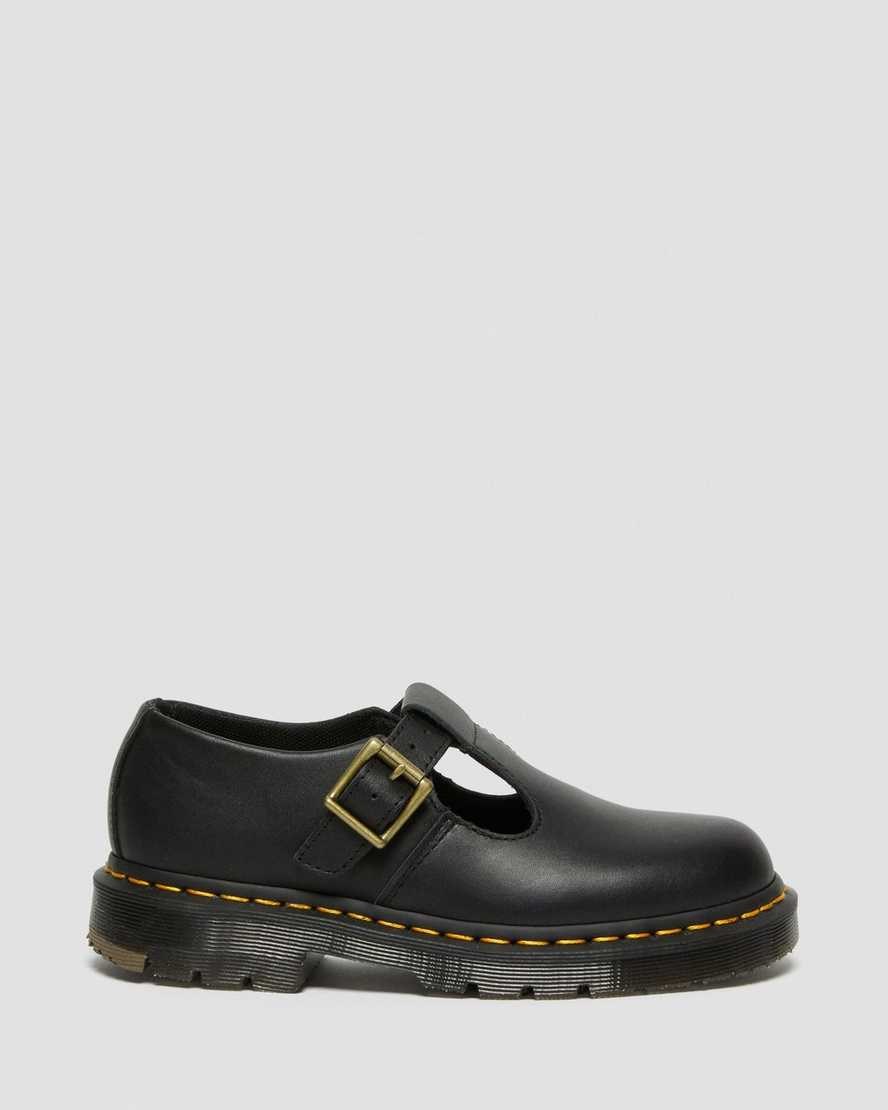 Women's Dr Martens Polley Slip Resistant Mary Jane Shoes Black Industrial Full Grain | 608RONSUY