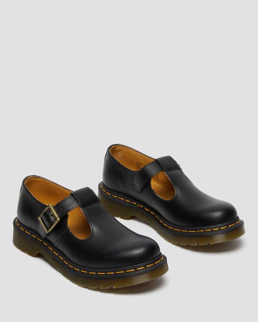 Women's Dr Martens Polley Smooth Leather Mary Jane Shoes Black Smooth Leather | 327KRPJLU