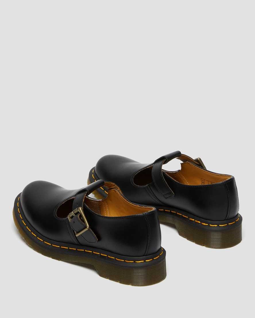 Women's Dr Martens Polley Smooth Leather Mary Jane Shoes Black Smooth Leather | 327KRPJLU