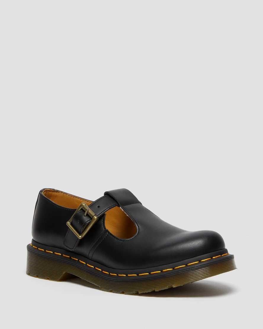 Women\'s Dr Martens Polley Smooth Leather Mary Jane Shoes Black Smooth Leather | 327KRPJLU