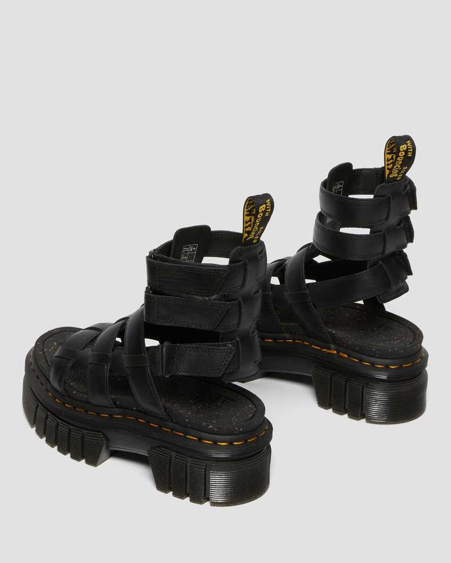 Women's Dr Martens Ricki Nappa Lux Leather Platform Gladiator Sandals Black Nappa Lux | 836FSHUCA