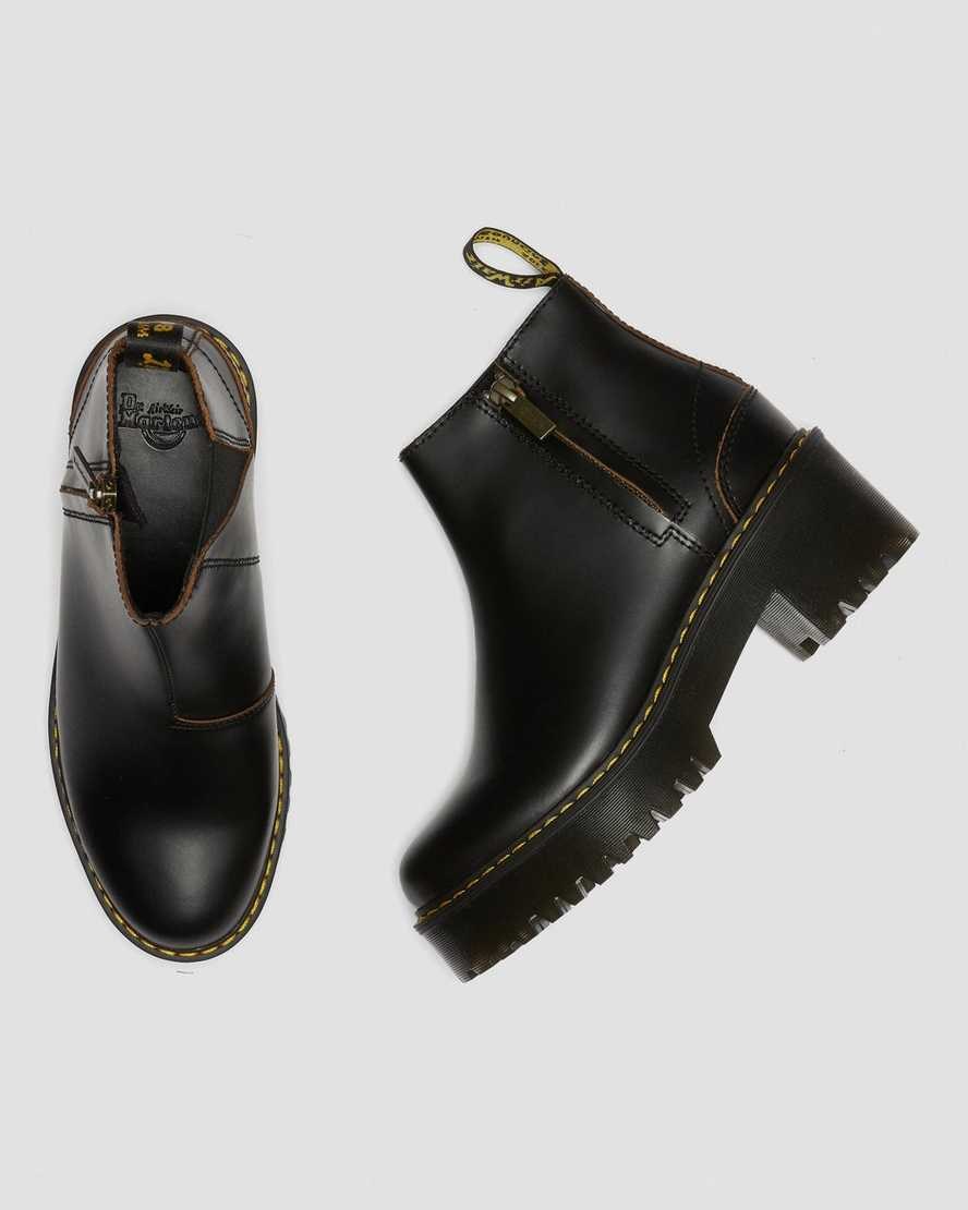 Women's Dr Martens Rometty II Vintage Smooth Leather Chelsea Boots Black Vintage Smooth | 584MOVUWP