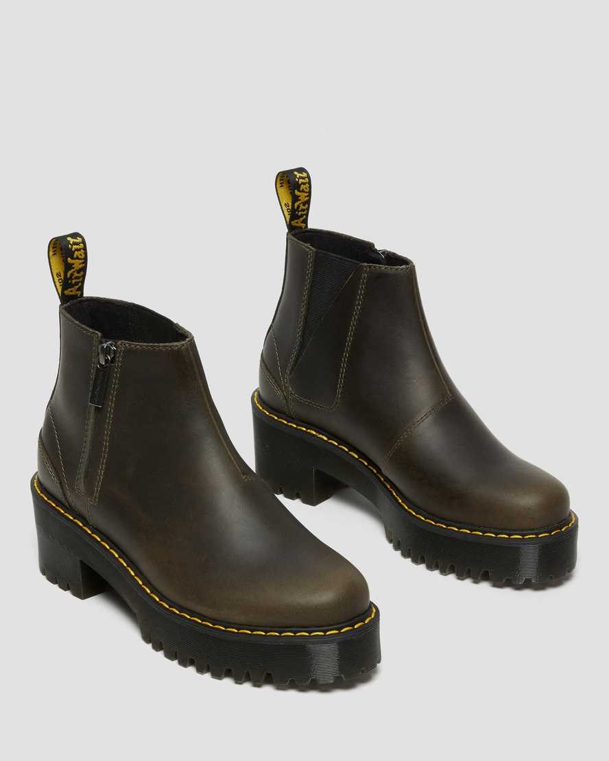 Women's Dr Martens Rometty Leather Heeled Boots Brown Orleans | 089FOPKCT