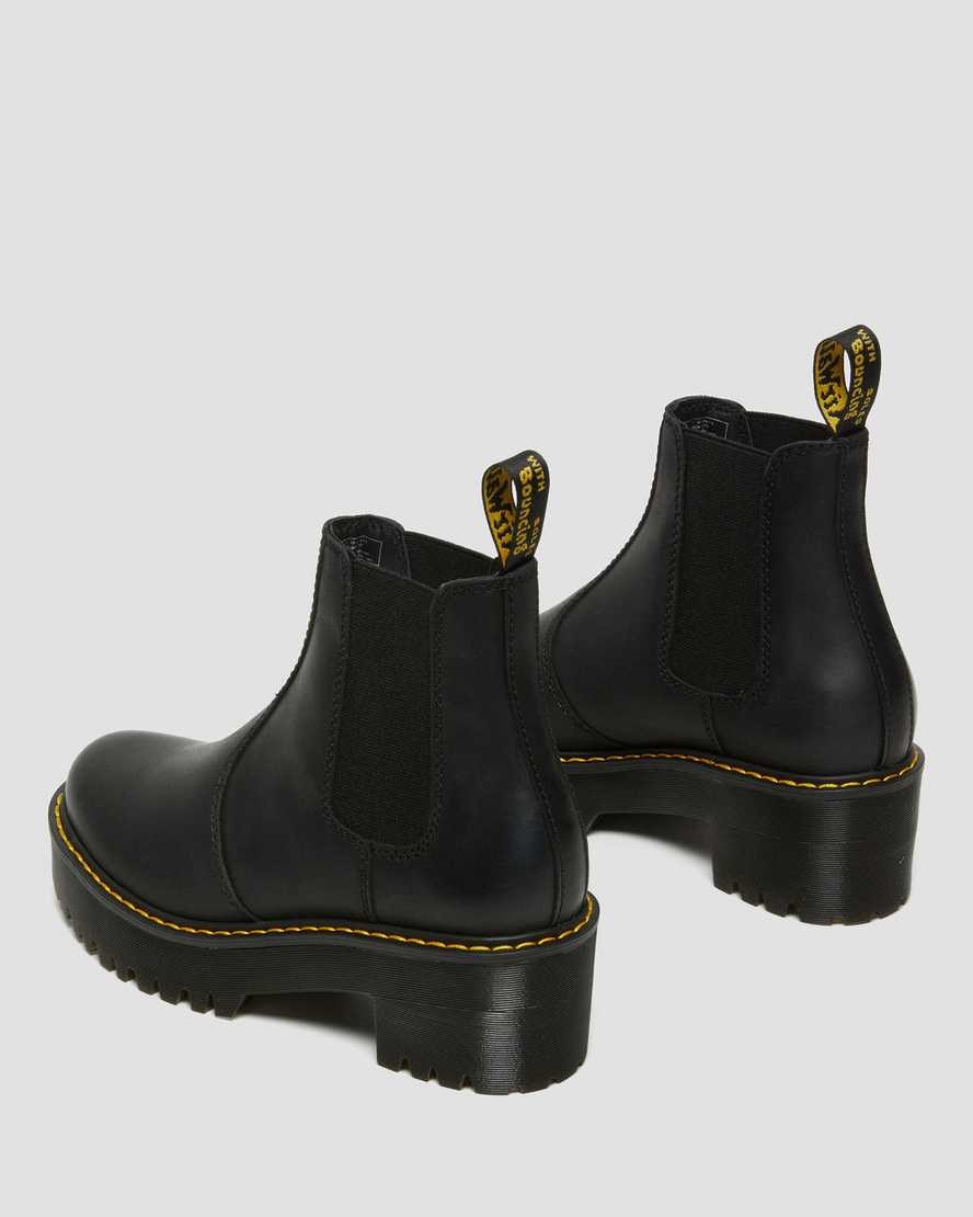 Women's Dr Martens Rometty Wyoming Leather Platform Chelsea Boots Black Burnished Wyoming | 486ZEGYKF