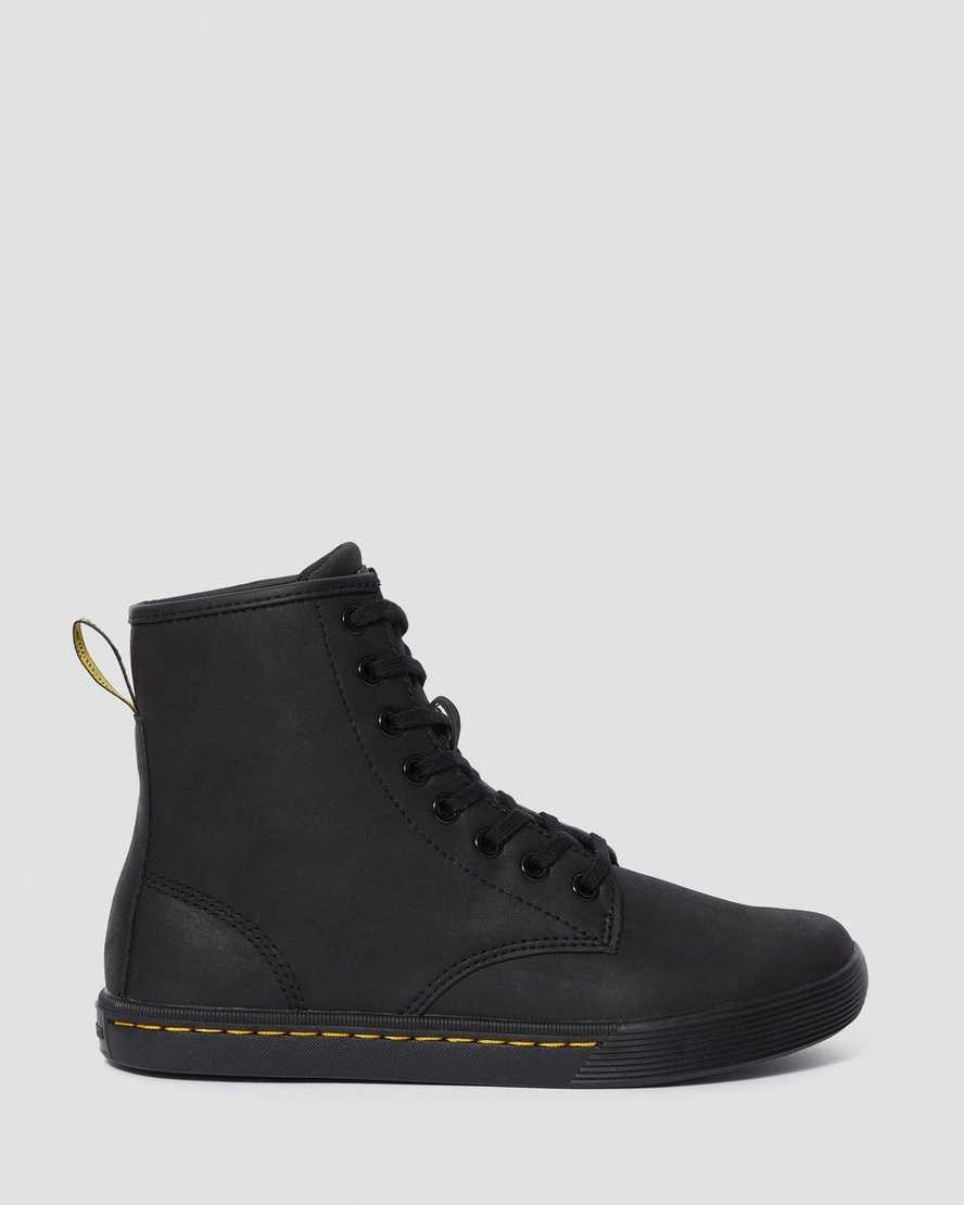 Women's Dr Martens Sheridan Matte Lace Up Boots Black Mohawk Non Woven Synthetic | 397NKIARX