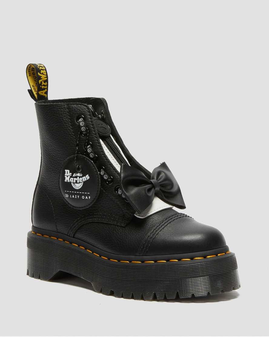 Women\'s Dr Martens Sinclair Lazy Oaf Leather Ankle Boots Black Pisa | 209BTPAFS