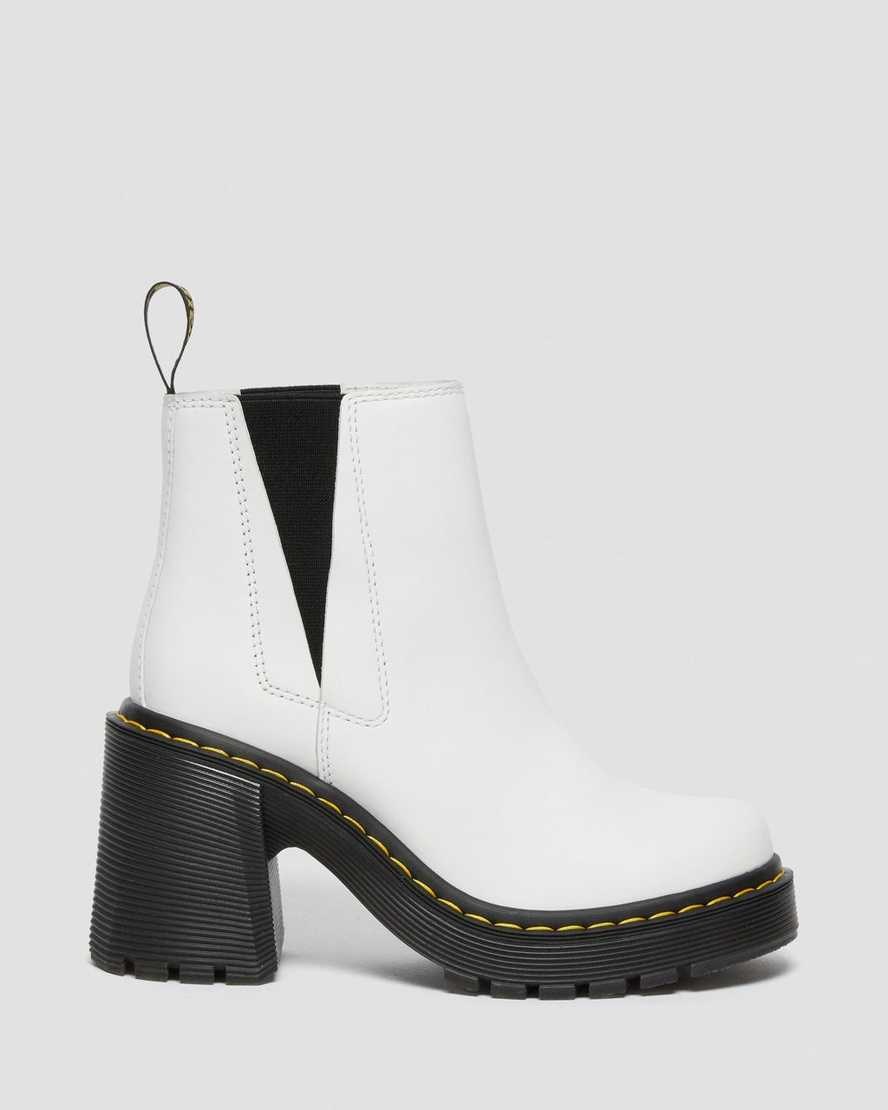 Women's Dr Martens Spence Leather Flared Heel Chelsea Boots White Sendal | 172KTGWZY