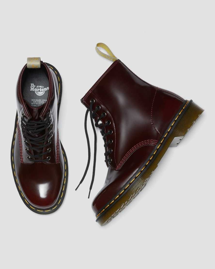 Women's Dr Martens Vegan 1460 Ankle Boots Cherry Red Oxford Rub Off | 096TYNLUE