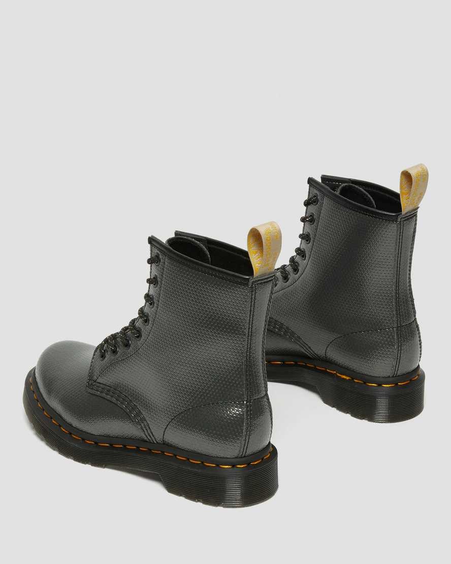 Women's Dr Martens Vegan 1460 Metallic Emboss Ankle Boots Grey Alumix Hex Emboss | 861YQEDHK