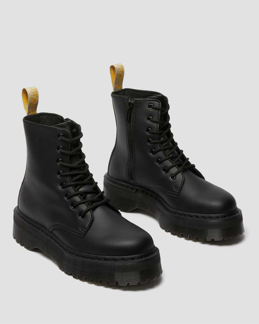 Women's Dr Martens Vegan Jadon II Mono Lace Up Boots Black Felix Rub Off | 692PACOIM