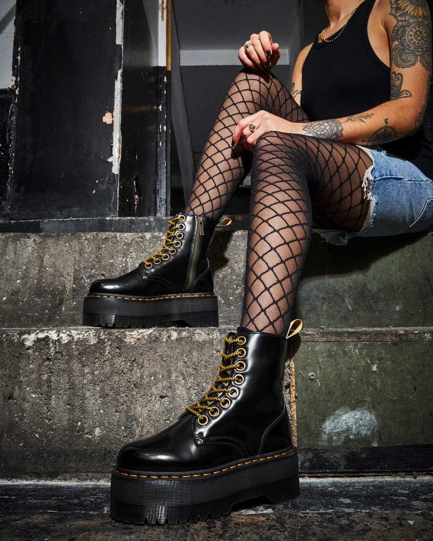 Women's Dr Martens Vegan Jadon Max Lace Up Boots Black Oxford | 608LCPBRG