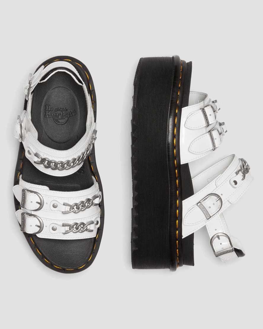 Women's Dr Martens Voss II Chain Patent Leather Platform Sandals White Patent Lamper | 209MONPTX