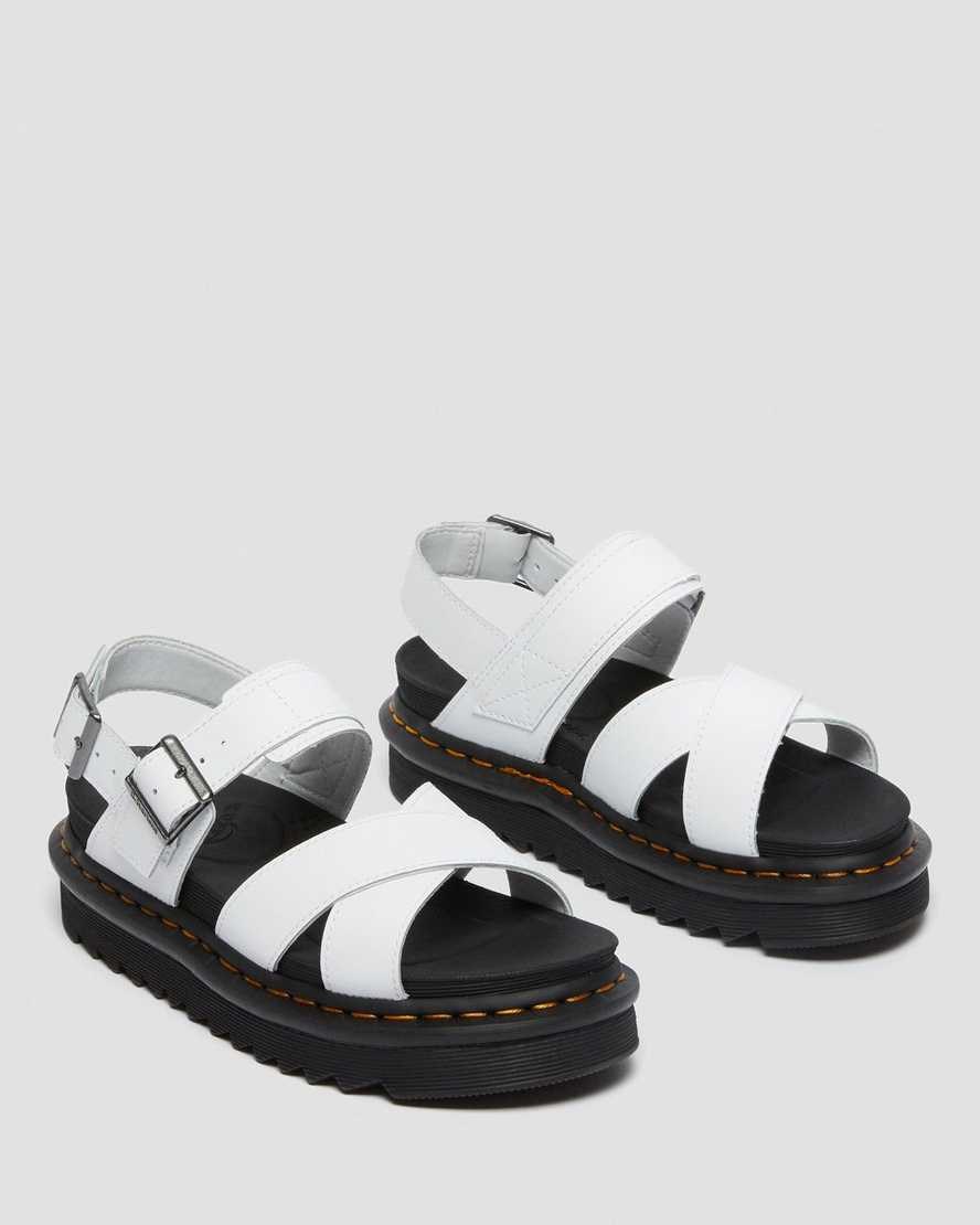 Women's Dr Martens Voss II Leather Strap Sandals White Hydro Leather | 231XIBMJS