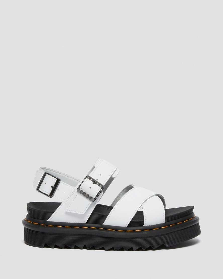 Women's Dr Martens Voss II Leather Strap Sandals White Hydro Leather | 231XIBMJS