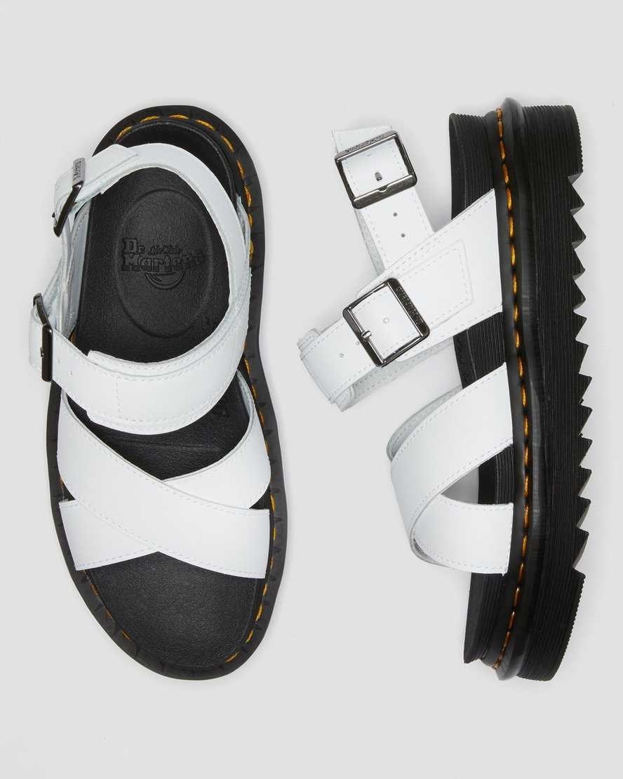 Women's Dr Martens Voss II Leather Strap Sandals White Hydro Leather | 231XIBMJS