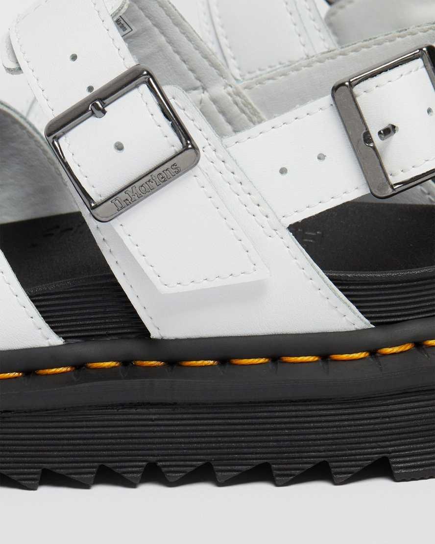 Women's Dr Martens Voss II Leather Strap Sandals White Hydro Leather | 231XIBMJS