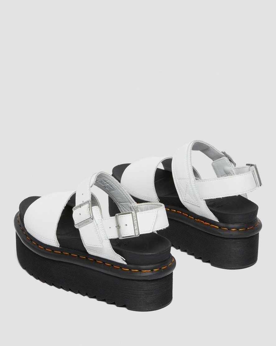 Women's Dr Martens Voss Leather Strap Platform Sandals White Hydro Leather | 098VELRHP