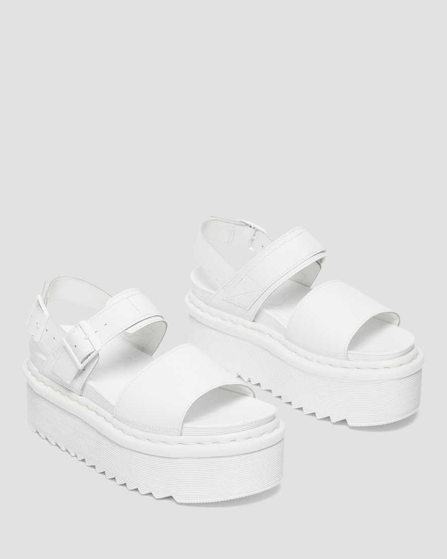 Women's Dr Martens Voss Mono Leather Platform Strap Sandals White Hydro Leather | 845EDSUMJ