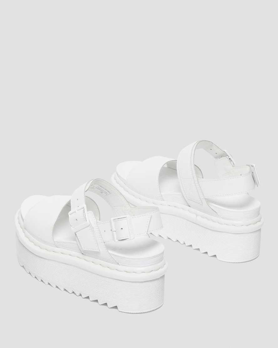 Women's Dr Martens Voss Mono Leather Platform Strap Sandals White Hydro Leather | 845EDSUMJ