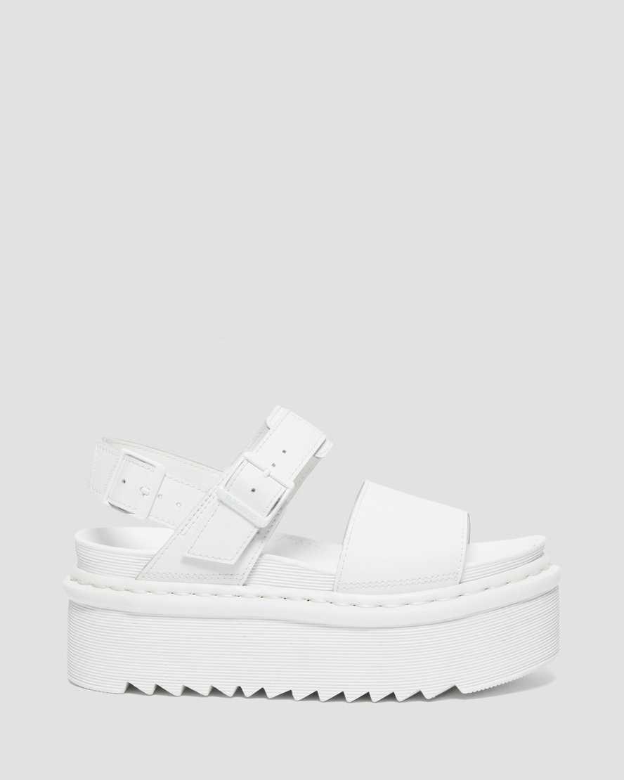 Women's Dr Martens Voss Mono Leather Platform Strap Sandals White Hydro Leather | 845EDSUMJ